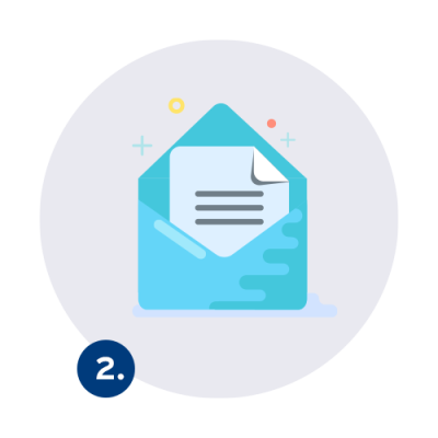 Illustriertes geoeffnetes E-Mail Symbol mit Sternchen